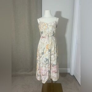 Women’s Natural Fiber Cottagecore Floral H&M Linen Blend Dress Size XS prairie